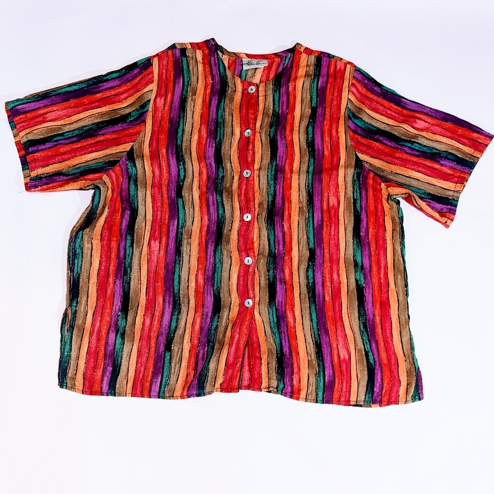 Vintage 90s overcoat multicolored shirt